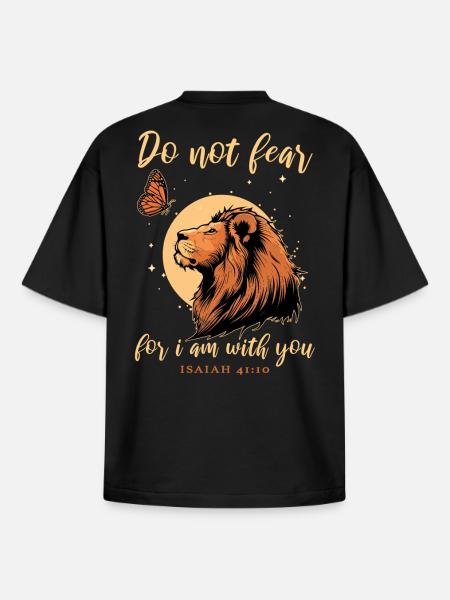 Lion, Butterfly, Bible Verse, Christian - Boxy Heavyweight Unisex Organic T-Shirt by Stanley/Stella - black