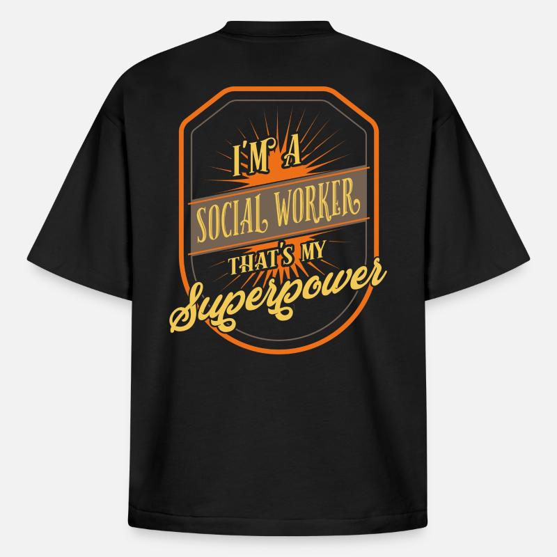 assistente sociale - T-shirt unisex boxy pesante biologica di Stanley/Stella - nero