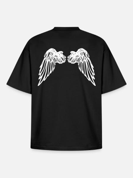 angel wings - Boxy Heavyweight Unisex Organic T-Shirt by Stanley/Stella - black