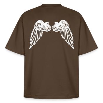angel wings - Boxy Heavyweight Unisex Organic T-Shirt by Stanley/Stella - mocha - Back - AI Model Male 185 light (185cm)