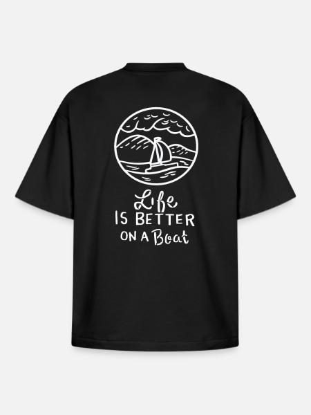 Sailing Sailing Boat - Boxy Heavyweight Unisex Organic T-Shirt by Stanley/Stella - black