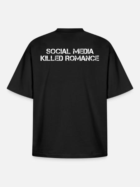 SOCIAL MEDIA KILLED ROMANCE - Boxy Heavyweight Unisex Organic T-Shirt by Stanley/Stella - black