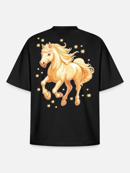 Pferd mit Sternen - Boxy Heavyweight Unisex Organic T-Shirt von Stanley/Stella - Schwarz