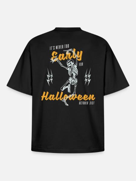Halloween Skeleton with Power Pose - Boxy Heavyweight Unisex Organic T-Shirt by Stanley/Stella - black