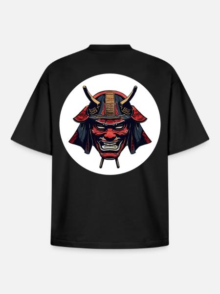 Roter Oni Dämonenhelm - Boxy Heavyweight Unisex Organic T-Shirt von Stanley/Stella - Schwarz