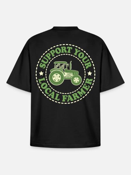 Support Your Local Farmer - Boxy Heavyweight Unisex Organic T-Shirt by Stanley/Stella - black