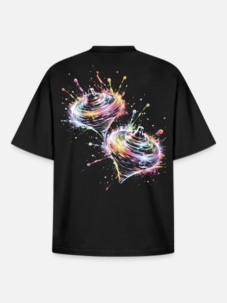 Mehrfarbige Drehkerle-Splash-Kunst - Boxy Heavyweight Unisex Organic T-Shirt von Stanley/Stella - Schwarz