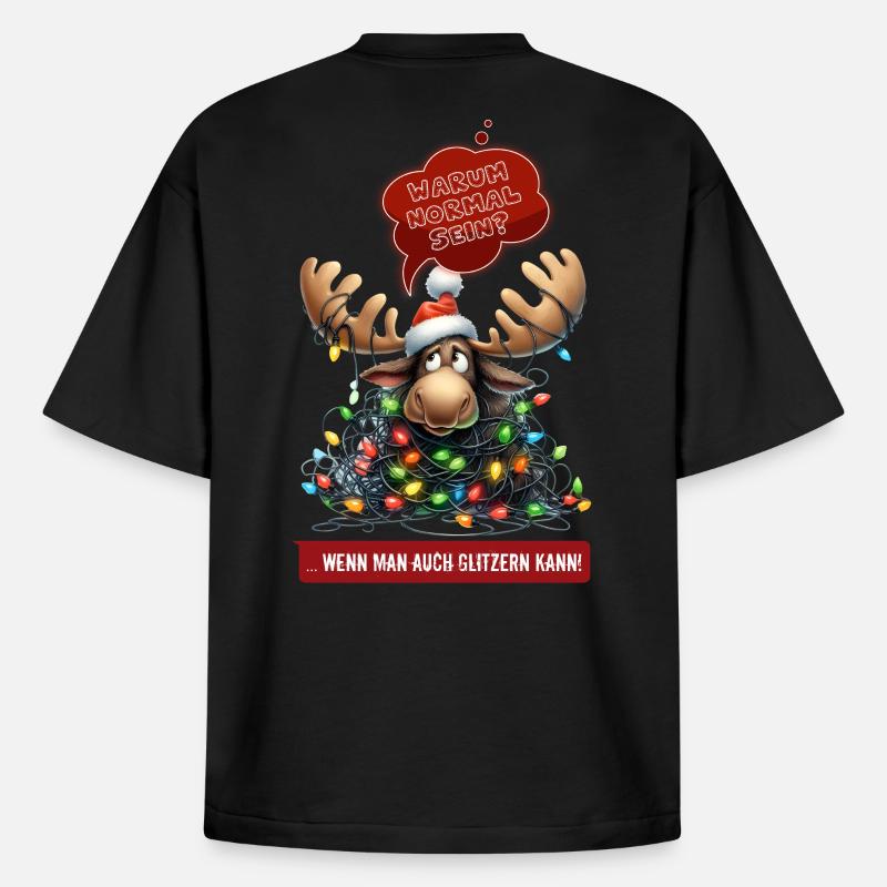 LUSTIGER ELCH | Weihnachtspulli | ugly sweater - Boxy Heavyweight Unisex Organic T-Shirt von Stanley/Stella - Schwarz