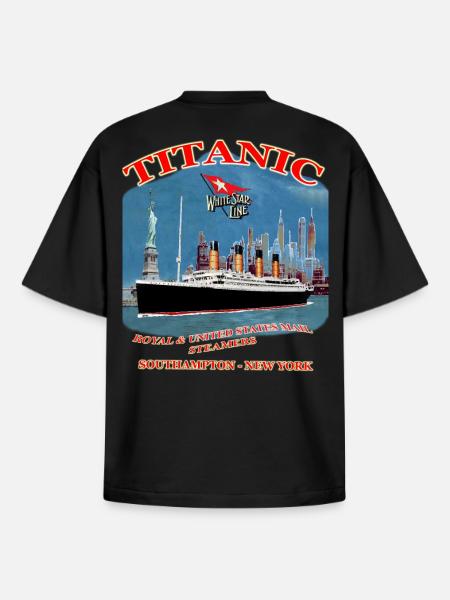 TITANIC creation Louis RUNEMBERG © Adagp - Boxy Heavyweight Unisex Organic T-Shirt by Stanley/Stella - black