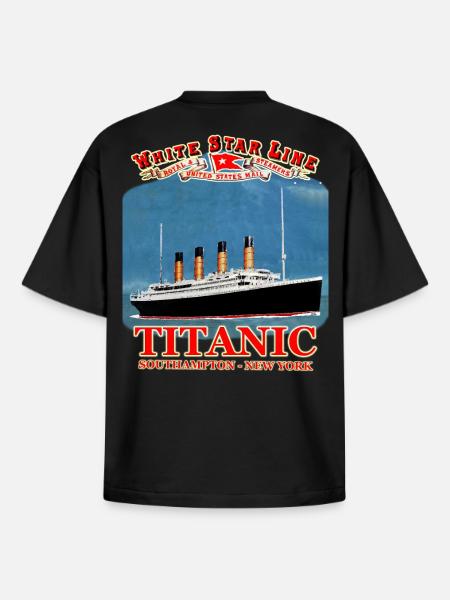 TITANIC creation Louis RUNEMBERG © Adagp - Boxy Heavyweight Unisex Organic T-Shirt by Stanley/Stella - black