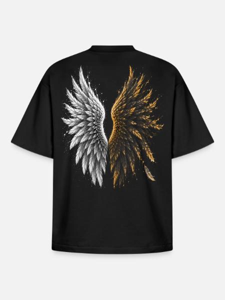 B-Angel Wings - Boxy Heavyweight Unisex Organic T-Shirt by Stanley/Stella - black