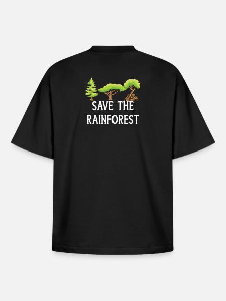 Save The Rainforest - Boxy Heavyweight Unisex Organic T-Shirt by Stanley/Stella - black