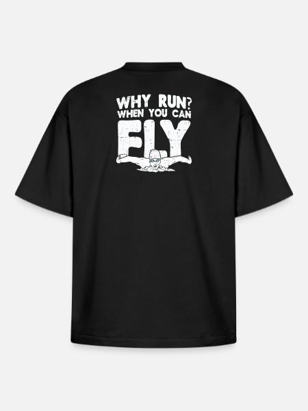 Swimming swimmer gift - Boxy Heavyweight Unisex Organic T-Shirt by Stanley/Stella - black