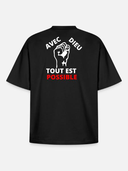 Poing revendicatif inspirant message de solidarité - T-shirt unisexe boxy épais biologique Stanley/Stella - noir