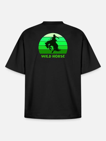 wild horse, Far West, wilderness - Boxy Heavyweight Unisex Organic T-Shirt by Stanley/Stella - black