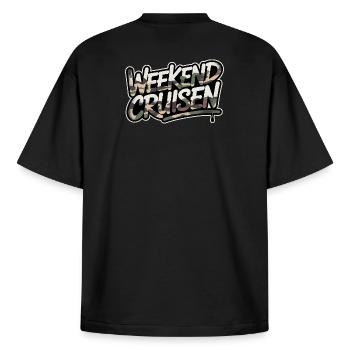 Weekend Cruisen Camouflage für Auto Fans - Boxy Heavyweight Unisex Organic T-Shirt von Stanley/Stella - Schwarz - Hinten - AI Model Male 185 light (185cm)