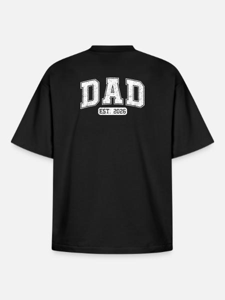 Dad 2026 Dad est 2026 - Boxy Heavyweight Unisex Organic T-Shirt by Stanley/Stella - black