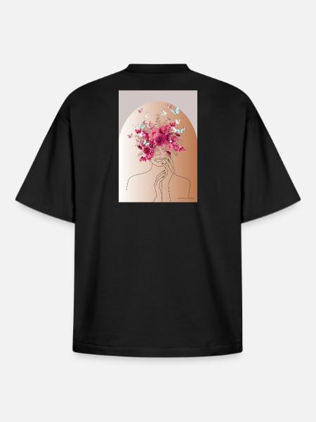 Blütenkopf mit Schmetterlingskrone - Boxy Heavyweight Unisex Organic T-Shirt von Stanley/Stella - Schwarz