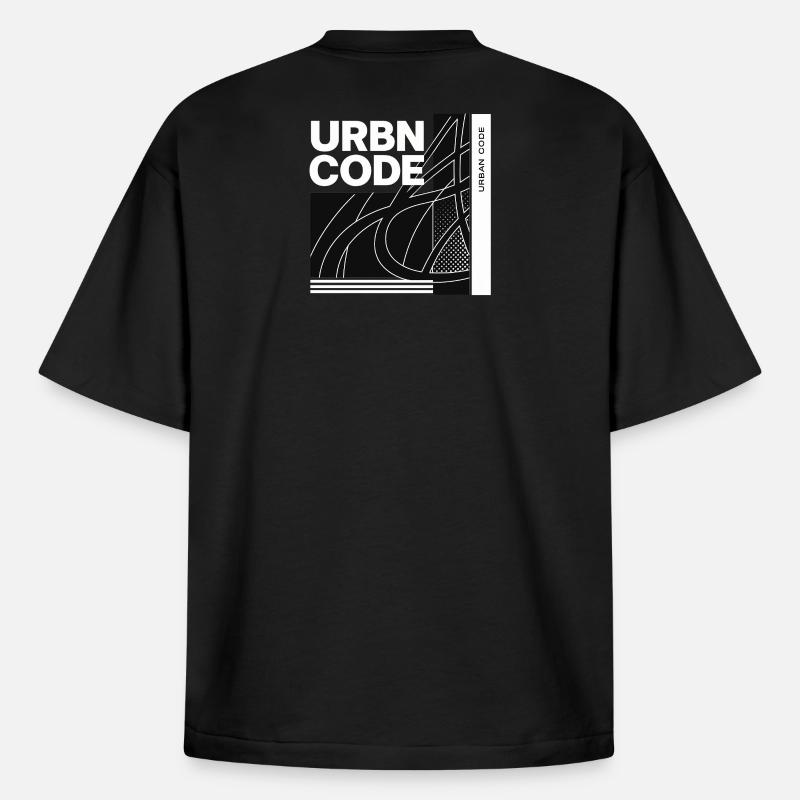 Conception de lignes de code urbain - T-shirt unisexe boxy épais biologique Stanley/Stella - noir