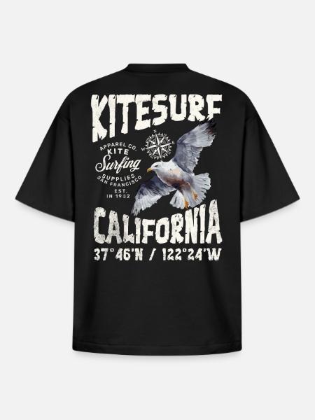 Kitesurfing in California - Boxy Heavyweight Unisex Organic T-Shirt by Stanley/Stella - black