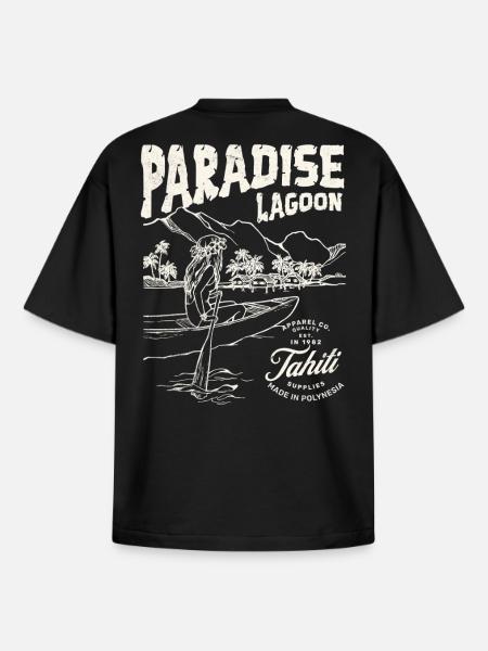 Paradieslagune Illustration - Boxy Heavyweight Unisex Organic T-Shirt von Stanley/Stella - Schwarz