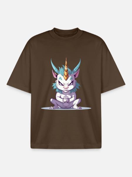 WütendesEinhorn - Boxy Heavyweight Unisex Organic T-Shirt von Stanley/Stella - Dunkelbraun