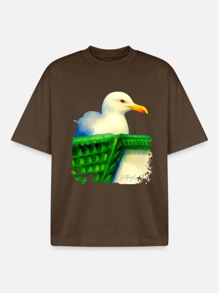 Wattvogel Nordsee Möwe - Boxy Heavyweight Unisex Organic T-Shirt von Stanley/Stella - Dunkelbraun