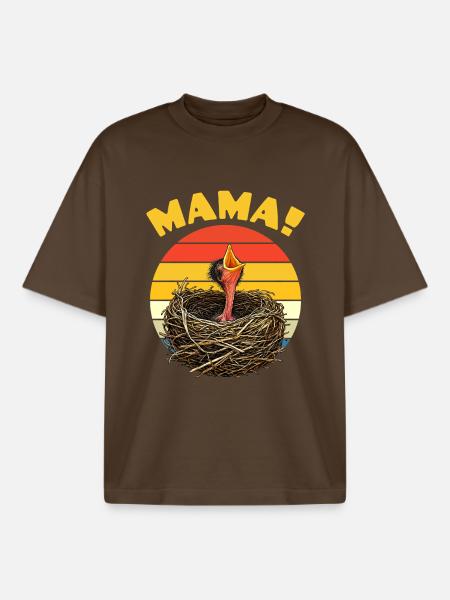 Mama Hungry Baby Bird - Boxy Heavyweight Unisex Organic T-Shirt by Stanley/Stella - mocha