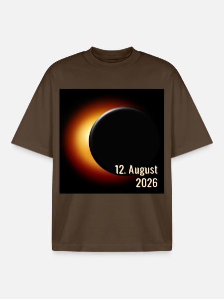Spain Solar Eclipse 2026 - Boxy Heavyweight Unisex Organic T-Shirt by Stanley/Stella - mocha