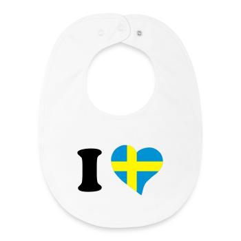 I love Sweden - J'aime la Suède - Bavoir bébé bio - blanc - Devant
