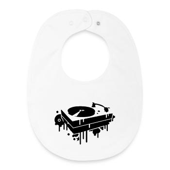Un tourne-disque - Bavoir bébé bio - blanc - Devant