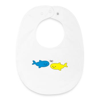 Fröhliche Fische Blau Gelb - Baby Organic Lätzchen - Weiß - Vorne