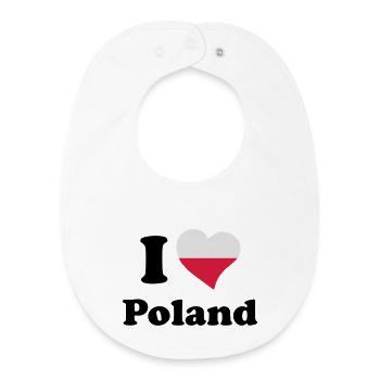 I love Poland - J'aime la Pologne - Bavoir bébé bio - blanc - Devant