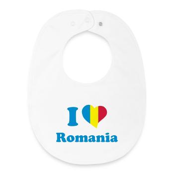 I love Romania - J'aime la Roumanie - Bavoir bébé bio - blanc - Devant
