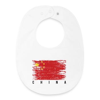 Chinese flag brush - Baby Organic Bib - white - Front