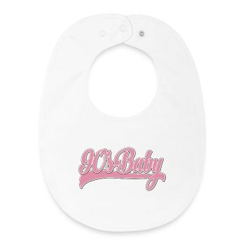 Script rétro rose bébé des années 90 - Bavoir bébé bio - blanc - Devant
