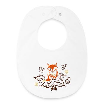 Kleiner Fuchs mit Blättern, Herbst, fox - Baby Organic Lätzchen - Weiß - Vorne