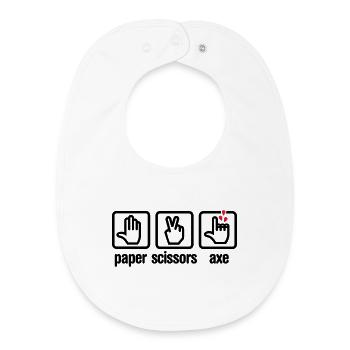Papier - Schere - Axt - Stein - Holzfäller - Baby Organic Lätzchen - Weiß - Vorne
