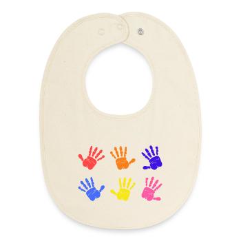 Autism Handprints - Baby Organic Bib - soft Ecru - Front