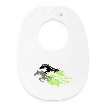 chevaux - étalon - jument - poulain - Bavoir bébé bio - blanc - Devant