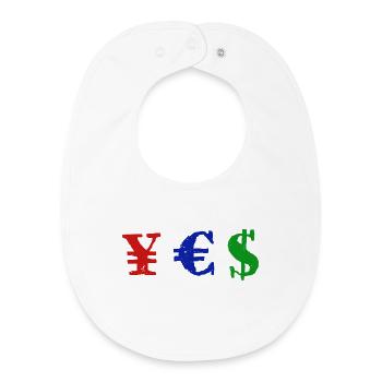 Yen Euro Dollar - YES - Bavoir bébé bio - blanc - Devant