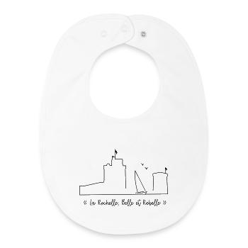 La Rochelle design marron - by Nicolas Poitevin - Bavoir bébé bio - blanc - Devant