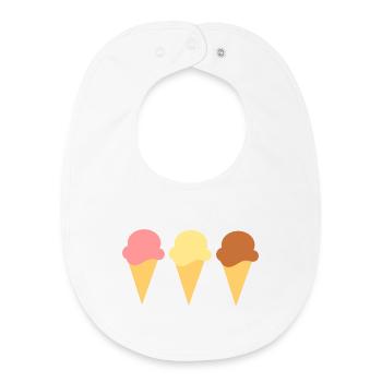Eis Eiscreme Erdbeereis Vanilleeis Schokoeis - Baby Organic Lätzchen - Weiß - Vorne