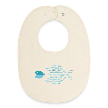 Blue School Silhouette - kleine Fische fressen große Fische - Baby Organic Lätzchen - Natur - Vorne