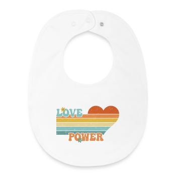 Love Power - Retro 60's 70's Love Heart - Baby Organic Lätzchen - Weiß - Vorne