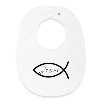 Jésus poisson noir Ichthys poisson poisson poisson - Bavoir bébé bio - blanc - Devant