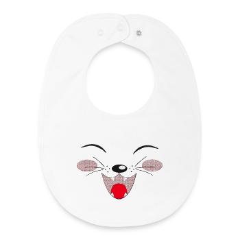lachendes katzengesicht, lustige Tees - Baby Organic Lätzchen - Weiß - Vorne
