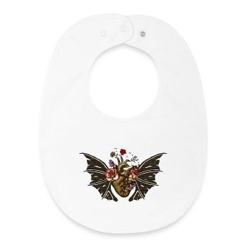 Stunning steampunk heart with wings - Baby Organic Bib - white - Front
