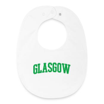 Glasgow College Style Green Block Font - Baby Organic Bib - white - Front