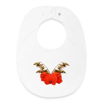 ländliche blumenmuster, Mohnmuster mit Hafer - Baby Organic Lätzchen - Weiß - Vorne